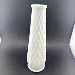 Milk Glass E.O. Brody Co. Bud Vase 9" Vintage quilted diamond pattern